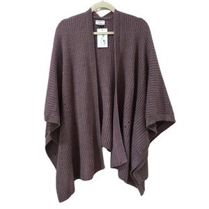 NWT david&young womens knit shawl Sweater Cardigan purple onesize